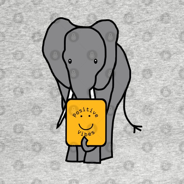 Cute Elephant with Positive Vibes Smiley Face by ellenhenryart
